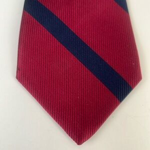 Jim Thompson 100% Silk Red & Blue Striped Tie